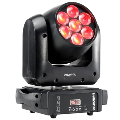 Imagen de Ibiza E WASH100 Scheinwerfer ZOOM + WASH mit 7 LEDs RGBW 4 EN 1 multicolor 14/16 Kanäle DMX Drehteller Effekt Party, Show, Event