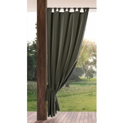 Imagen de Eurofirany GARDEN Cortinas Exterior con Trabillas 1 pz. Cortina de Impermeable, Resistentes al Viento, para Jardín, Patio, Balcón, Terazza, 155x220 cm, Grafito