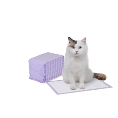 Imagen de Amazon Basics Empapadores para caja de arena gatos, fragancia Limón, paquete 20, Morado, Blanco