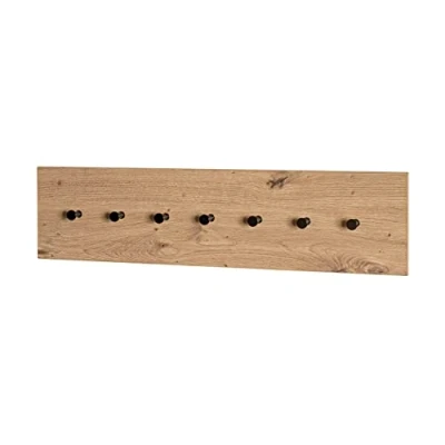 Imagen de HAKU Möbel Perchero de pared roble, negro, MDF, metal Dim.: AN 80 cm x AL 20 P 5 cm, Estilo: Moderno