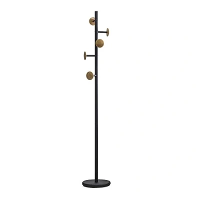 Imagen de Balvi Shiitake Wood Perchero de pie con 5 Ganchos. Color: Negro y Madera. Altura: 174cm. para colga
