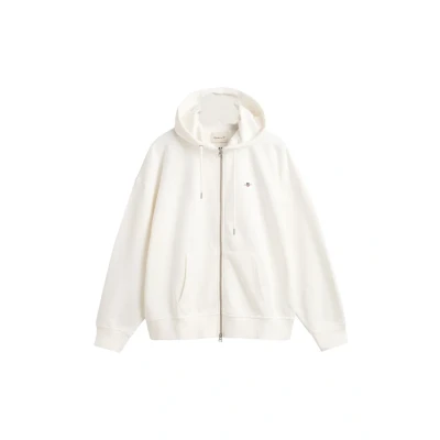Imagen de GANT Shield Sudadera con cremallera, Mujer, Talla: XS, Eggshell