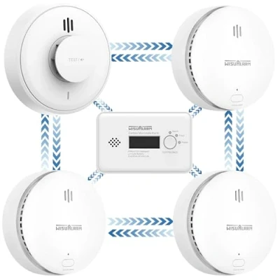 Imagen de Kit de Alarma inalámbrica interconectada Humo, Calor y monóxido Carbono, preconectada, Deslizamiento Remoto (3 Humo + 1 CO Calor)