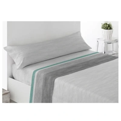 Imagen de Acomoda Textil Juego Sábanas Microfibra Cama Individual y Matrimonio, Bajera Ajustable, Encimera Funda Almohada. Estampadas Cómodas Suave para Verano Invierno. Alfaro Gris, 90 cm