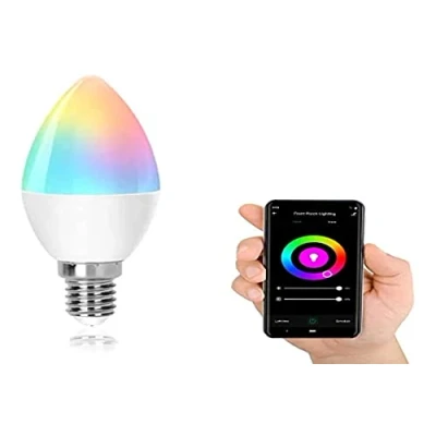 Imagen de Levitantes bombilla inteligente E14 LED con Wi Fi tipo VELA compatible Alexa, Google Home, 6.5 W 555 Lm regulable luz cálida y natural + RGB