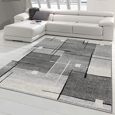 Imagen de Teppich Traum Alfombra Moderna por Dormitorio Cuadros Abstractos Duradero Gris Negro Größe 160x220 cm