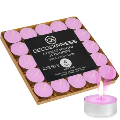 Imagen de Velas 2024: Cada vela está diseñada para proporcionar una experiencia segura y saludable. Este pack es excepcional decorar tu hogar sin preocupaciones (Pétalo de Rosa 25/4 Horas)