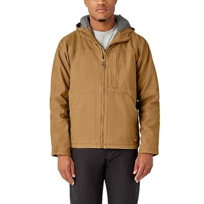 Imagen de Dickies Hombre, Chaqueta en tejido duck con capucha y forro sherpa, MARRON PATO, XL
