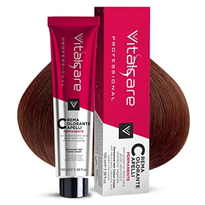 Imagen de Vitalcare Professional Coloración permanente profesional, crema colorante para el cabello, tinte cabello con proteínas de seda, n 9/3, rubio oscuro cobre, 100 ml
