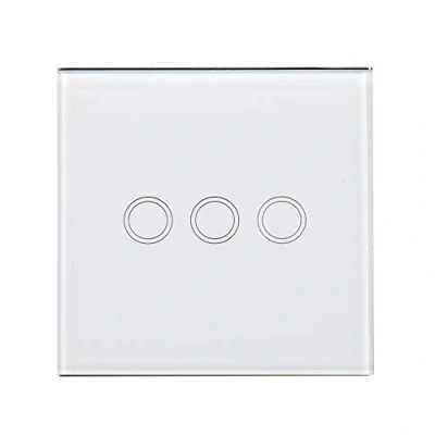 Imagen de Interruptor de triple toque PNI SH303 vidrio, blanco con indicador LED