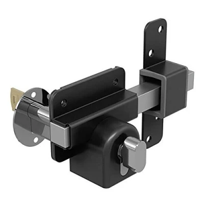 Imagen de Gatemate 1490106 Euro Long Single Throw Lock con Giro de Pulgar P11, Negro/Acero Inoxidable, 50 mm