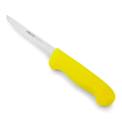 Imagen de Arcos Cuchillo deshuesador con Hoja Acero Inoxidable Nitrum 140 mm. profesional para cortar huesos carne. Mango ergonómico polipropileno. Serie 2900. Color amarillo.