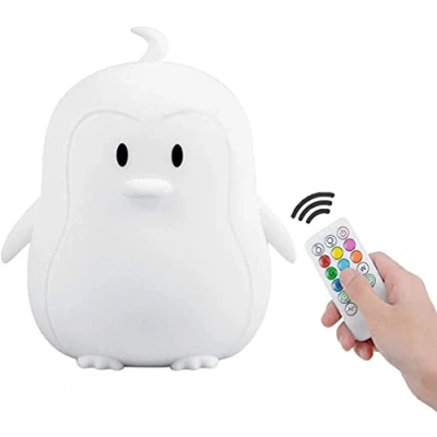 Imagen de Tekemai Luz Nocturna Infantil, Lámpara LED para Niños, 9 Color Cambiante, Control Táctil, Temporizador, Función de Memoria, Modo Nocturna, Cuidado Ojos, Seguro, Regalo bebé/Niños Pingüino