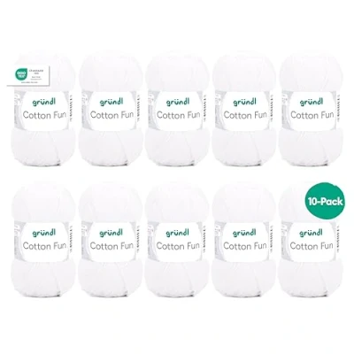 Imagen de Gründl Cotton FUN lana, algodón, blanco, 27.00 x 11.00 07.00 cm, Pack of 10 unidades, talla única