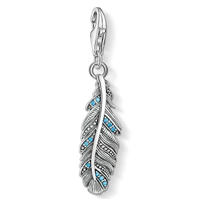 Imagen de Thomas Sabo Colección de Dijes Festivos, Pluma Plateada con Piedras Azules