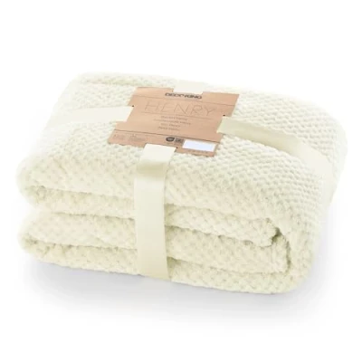 Imagen de DecoKing Henry Manta de Microfibra Doble 220x240 Extra Suave y Blanda Muy Cómoda Caliente Ligera Crema