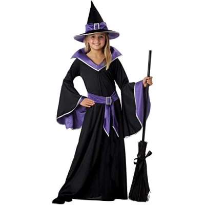 Imagen de Tante Tina Hexenkostüm Mädchen 3 Teiliges Kostüm Hexe mit Kleid, Gürtel und Hut Schwarz/Blau Größe XL (152) geeignet für Kinder Von 10 bis 12 Jahren