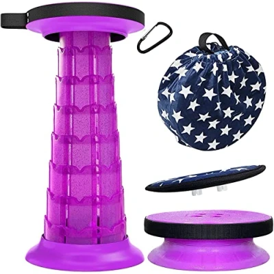 Imagen de ALEVMOOM taburete plegable portátil con cojín, telescópico, de camping, plegable, para actividades al aire libre y en interiores, senderismo, pesca, capacidad carga