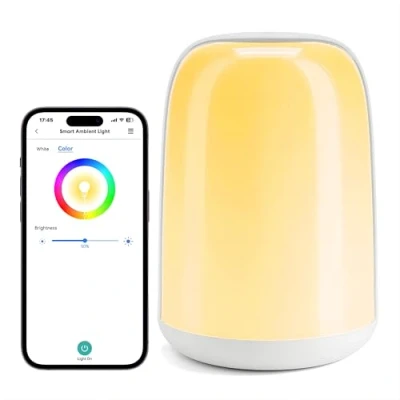 Imagen de meross Lámparas de Mesita Noche, Luz Noche LED WiFi, Regulable RGBWW, Lámpara Mesa con Temporizador, Adecuado para dormitorios y salones, Compatible Apple HomeKit, Alexa Google Home