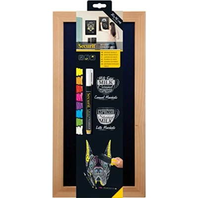 Imagen de Securit Woody Pizarra de pared enmarcada (20 x 40 cm, madera teca)