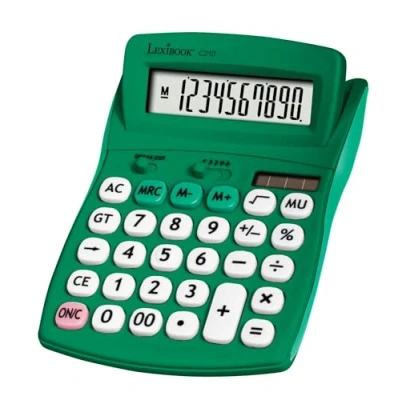 Imagen de Lexibook, FRUITIES® Calculadora de sobremesa con Pantalla abatible, 10 dígitos, Funciones básicas y avanzadas, Teclas Grandes, Solar Pilas, Verde, C210B