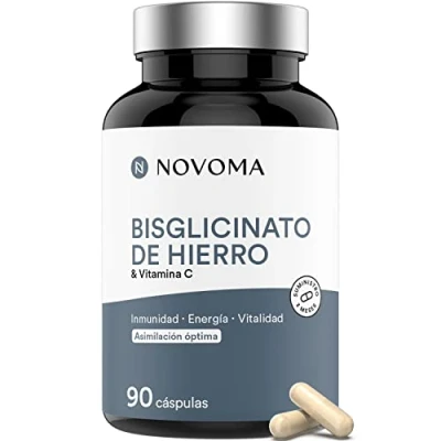 Imagen de Bisglicinato de Hierro 14mg Vitamina C Alta potencia Optima asimilación Ferrochel® Vegano Inmunidad y lucha contra la fatiga 90 cápsulas Fabricado en Francia NOVOMA (ex Nutrivita)