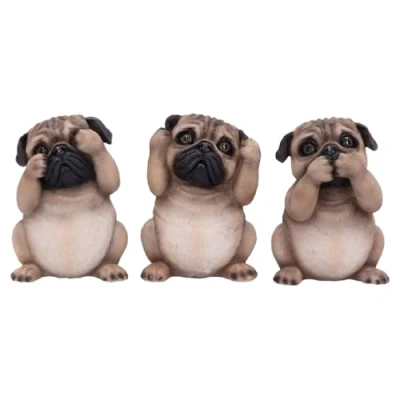Imagen de Nemesis Now Three Wise Pugs 8,5 cm, Resina, Cervatillo