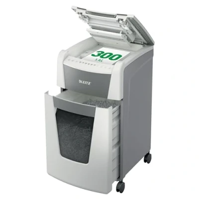 Imagen de Leitz IQ Autofeed Destructora de Papel Corte en Micropartículas P5, Automática, 300 Hojas, Papelera 60 Litros, Blanca, 80160000