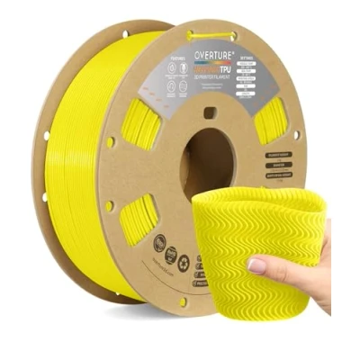 Imagen de OVERTURE TPU High Speed Filamento 1.75mm, Alta Velocidad Flexible 95A Suave para Impresoras 3D Filamento, 1kg Carrete de Cartón, Precisión +/ 0.02 mm (HS Amarillo Neón)