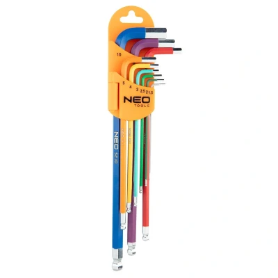 Imagen de NEO TOOLS 09 512 Juego de atornilladores acodados 1.5,2,2.5,3,4,5, 6,8,10 mm Acero para herramientas 9