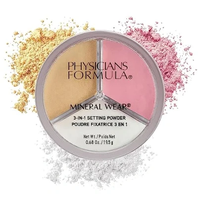 Imagen de Physicians Formula Polvo Fijador Mineral Wear 3 en 1, Translúcido para Fijar, Iluminar y Contornear el Maquillaje, Acabado Impecable