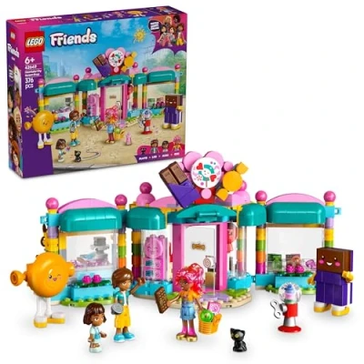 Imagen de LEGO Friends Tienda de Golosinas Heartlake City Juguete para Niñas 6 Años o Más, 2 Mini Muñecos Leo y Alba, 1 Micro Muñeco Figura Gato, Chucherías Caramelos 42649