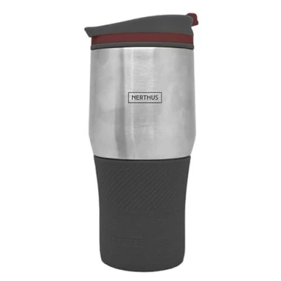 Imagen de NERTHUS FIH 238 B Taza Doble Pared 400ml, Termo para café, Negro, Acero Inoxidable, 400 ml