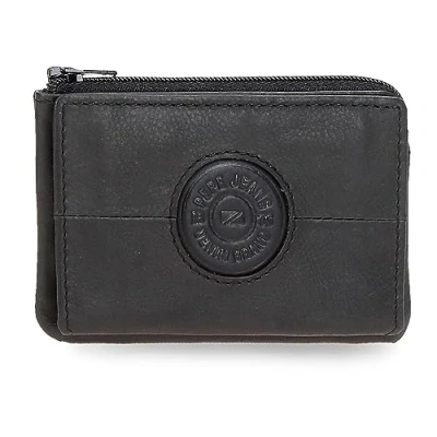 Imagen de Pepe Jeans Cracker Monedero con Tarjetero Negro 11x7x1,5 cms Piel