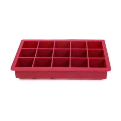 Imagen de Cubitera Jata HACC4540, 15 Cubitos, Antiadherente y Flexible, Silicona, Con Tapa, Rojo