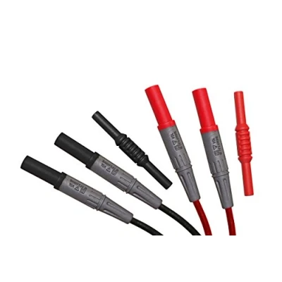 Imagen de PeakTech Líneas de conexión aisladas 4 mm con pieza extensión CAT III 1000 V, P 7005, rojo y negro