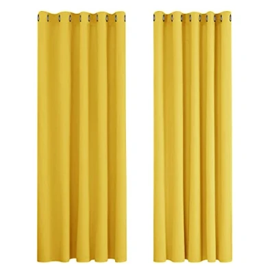 Imagen de Deconovo Cortinas Opacas para Interiores, 2 Unidades, 229 cm de Alto, térmicas aislantes con Ojales salón Moderno, 168 x (Ancho Alto), Amarillo