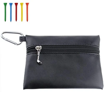 Imagen de kofull PU Golf Tees Pouch Tee Bag Bolsas de Bolsillo Negro