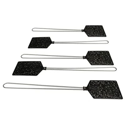 Imagen de Hausfelder ¡Matamoscas Pro! Conjunto de 5, matamoscas Metal Negro, para Insectos como Moscas y Mosquitos (Negro)