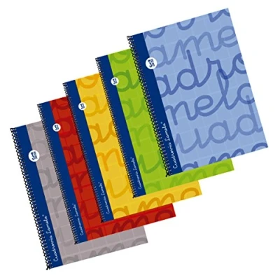 Imagen de Editorial Lamela B07F3JTL5G Bloc Forrado Folio 80 hojas Cuadrícula 3mm, 5 colores básicos surtidos