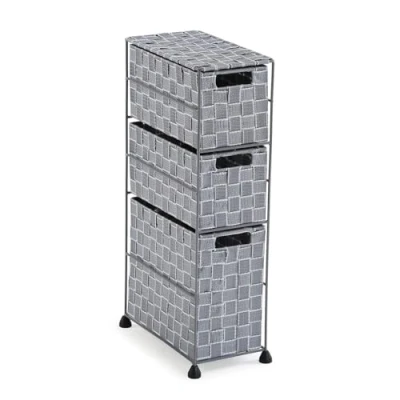 Imagen de Versa Nilo Mueble para el baño Auxiliar, Estante de con 3 cestas Almacenaje, Medidas (Al x L An) 57 15,5 28 cm, Plástico Texturizado, Color Gris