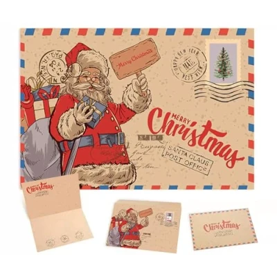 Imagen de tarjeta de Navidad, 15 pcs Navidad felicitación con sobres, tarjetas en blanco, postales para saludos familia, amigos, niños (C)