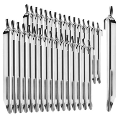 Imagen de com four® Clavijas de Tienda 32x Acero robustas en Forma V para Acampar y al Aire Libre Ideal Terreno Normal