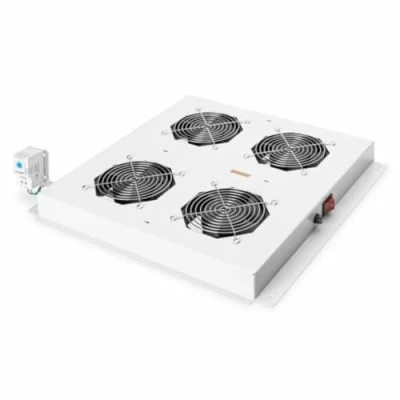 Imagen de Unidad de ventilador techo DIGITUS para armario red (Dynamic Basic / Unique) y servidores Basic), 4x ventilador, termostato, gris (RAL 7035)
