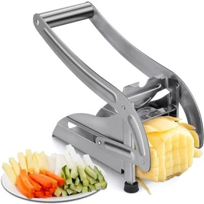 Imagen de cortador de patatas,Cortador Patatas Fritas,Cortador con dos cuchillas acero inoxidable ideal para cortar patatas, pepinos y otras verduras frutas