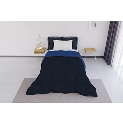 Imagen de Italian Bed Linen Elegant Colcha de Invierno, Azul Oscuro/Azul Real, 220x260 cm