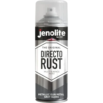 Imagen de JENOLITE Directorust Pintura Metálica Brillo GRIS METAL PISTOLA multisuperficie Imprimador, capa base y superior todo en uno 400ml