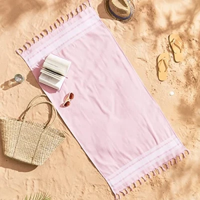 Imagen de Catherine Lansfield Hammam Toalla de Playa algodón, 76 x 160 cm, Color Rosa