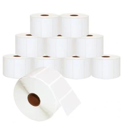 Imagen de Doree Rollo de etiquetas térmicas Zebra 57 32, x 32 mm, 100% compatible con GK420D, GX420D, GK420T... 1500 por rollo, núcleo 25 negro sobre blanco (paquete 10 rollos).