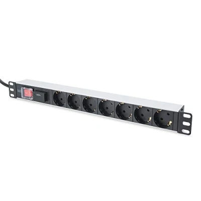 Imagen de DIGITUS Toma de corriente múltiple 7 tomas Montaje vertical 250VAC 50/60Hz 16A 4000W Con protección sobretensión